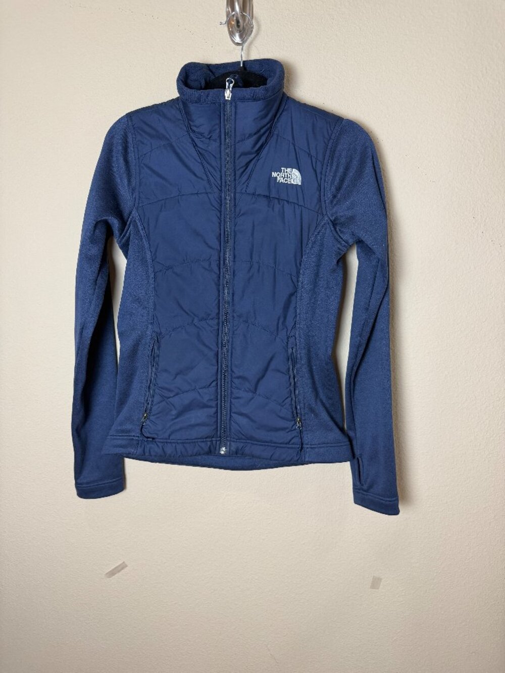The North Face Hybrid Jacket Quilted Puffer Front Full Zip Navy Size XS